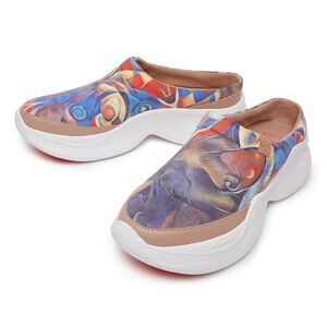 UIN Women's Mules Comfort Shoes Casual Slippers (Dye-Misty 133) New No Box